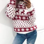 merry Christmas sweater red and white ripped jeans | Cute .