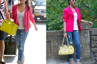 Kim Kardashian Inspired outfit pink blazer and yellow bag | Outfit .