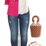Plus Size Hot Pink Blazer Outfit - Alexa We