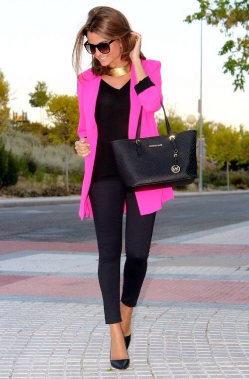 Classy black and neon pink outfit | Fashion, Everyday fashion, My .