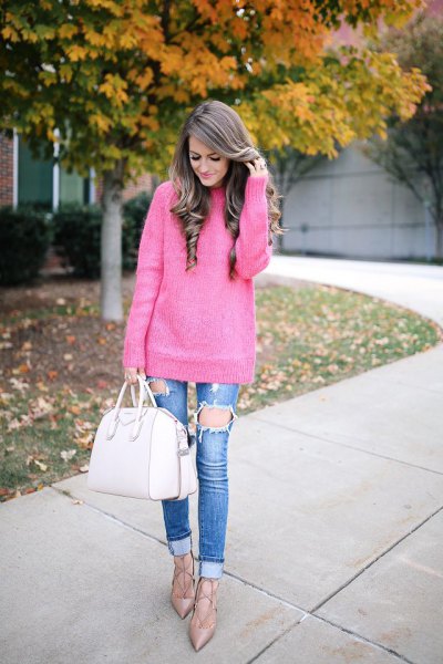 15 Attractive Hot Pink Sweater Outfit Ideas for Ladies - FMag.c