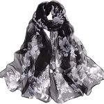Women's 100% Chiffon Scarf Neck Fashionable Printing Country Style .