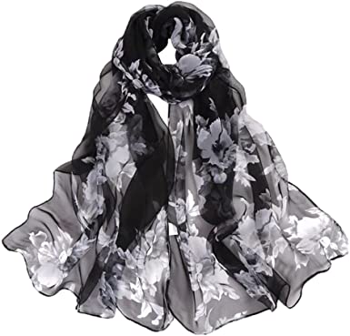 Women's 100% Chiffon Scarf Neck Fashionable Printing Country Style .