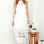 Ivory Dress - Maxi Dress - Lace Dress - Halter Dress - White Dress .