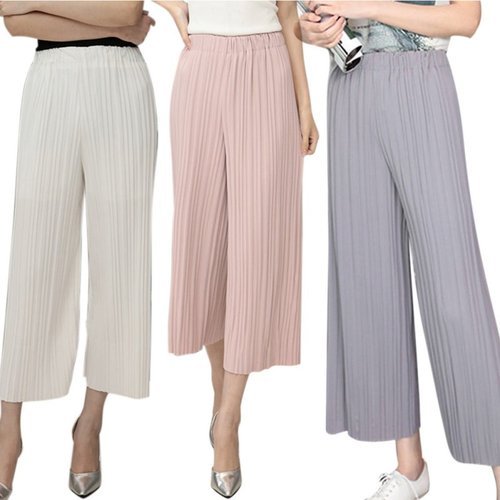 Polyester Plain Pleated Palazzo Pants For Women, Rs 280 /piece .