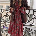 How To Wear Red Suede Ankle Boots With a Red Floral Midi Dress In .