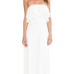 T-Bags LosAngeles Strapless Ruffle Top Dress in White | REVOL