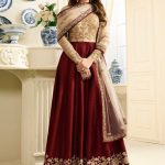 Drashti Dhami Red Banglory Silk ANd Net womens Semi Stitched Long .