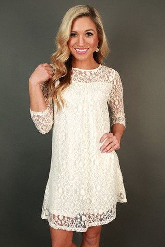 50 Beautiful White Lace Dress Outfits Ideas For Winter | Shower .