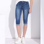 Skinny Capris Jeans Women Female Stretch Knee Length Denim Shorts .