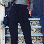 Grey Ribbed Knit + Black Pants @roressclothes closet ideas #women .