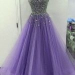 Lavender Tulle Sparkle Beaded Sweetheart Junior Prom Dress 2018 .