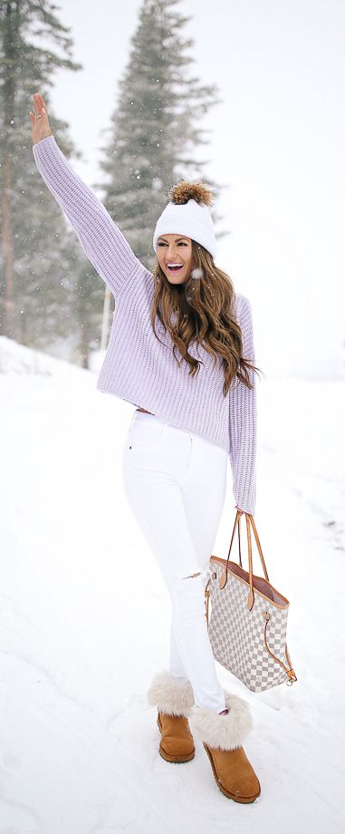 Lavender sweater; winter outfit inspiration | Fashion and Style .
