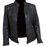Eye-catching black leather biker jacket for Ladies - Leather .