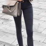 Grey Leather Jacket+ Suede Ankle Boots + Black Skinny Jeans + .