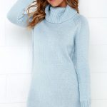 Light Blue Dress - Sweater Dress - Long Sleeve Dress - $66.