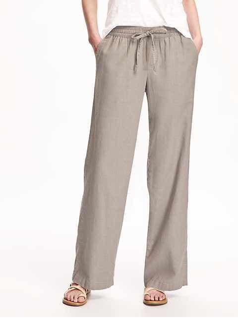Mid-Rise Linen-Blend Pants for Women | Old Na