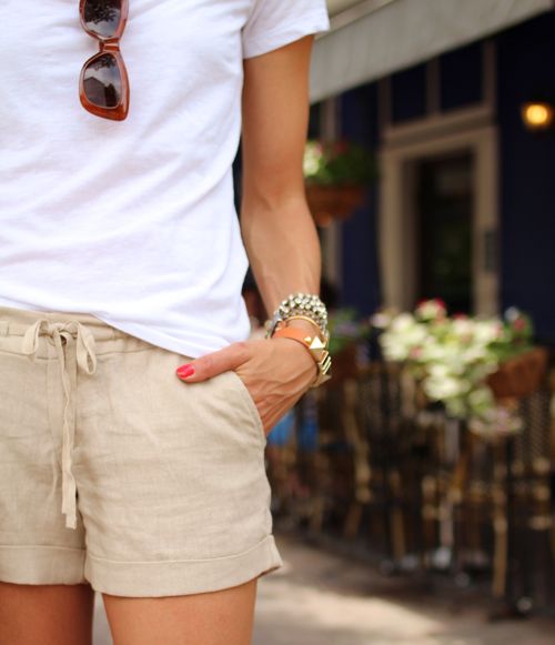 Lightweight, linen shorts. They can be dressed up or down and .