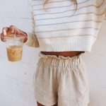 casual summer outfits for women - simple neutral shorts outfit .