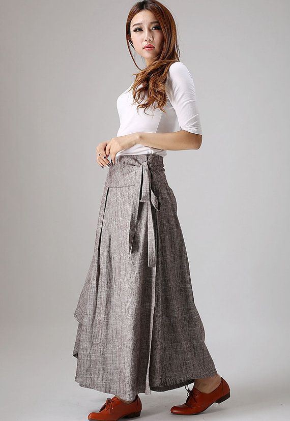 Linen skirt pockets, linen skirt, wrap skirt, linen wrap skirt .