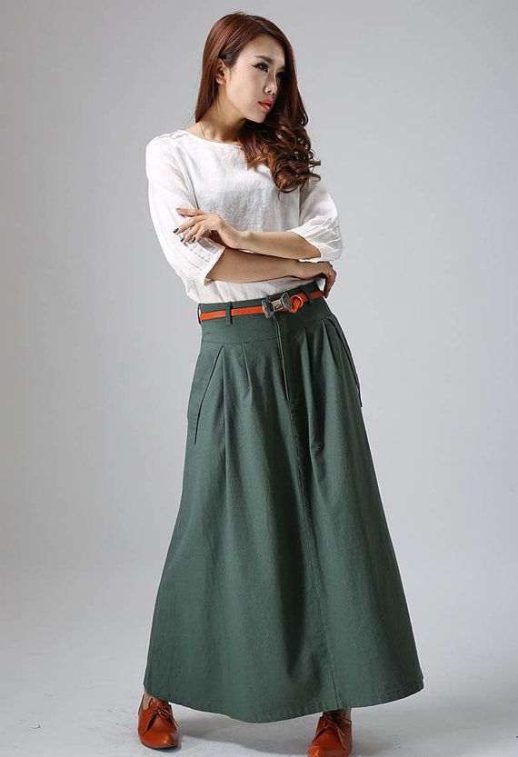 Linen Skirt Casual Outfits for Women