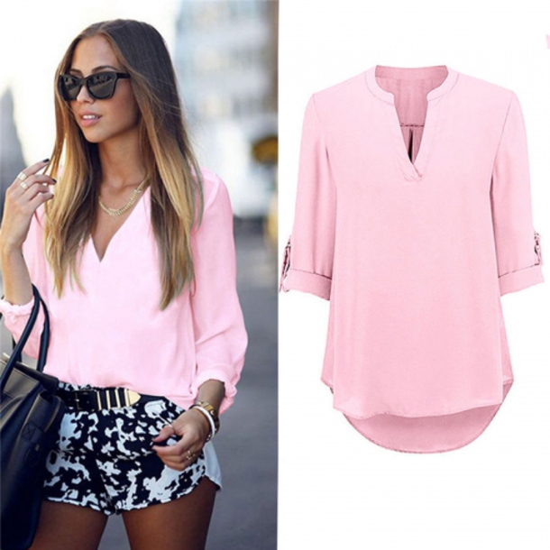 shirt, casual, loose, long sleeves, top, pink, fashion, ootd .
