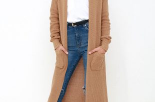 Tan Sweater - Long Sweater - Cardigan Sweater - $64.
