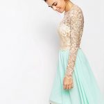 Little Mistress Long Sleeve Lace Top Dress with Full Skirt | AS