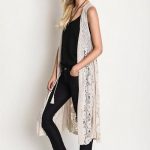 Front Tie long Lace and Knit Vest. | Crochet vest outfit, Lace .