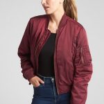 Gap Womens Classic Bomber Jacket Red Delicious | Bomber jacket wom