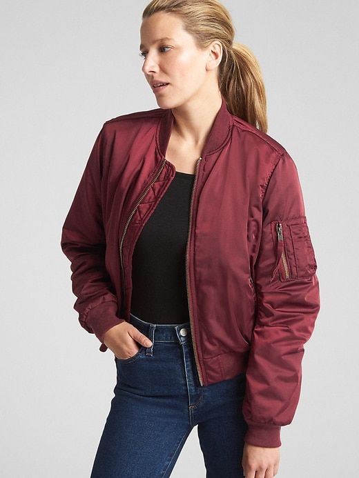 Gap Womens Classic Bomber Jacket Red Delicious | Bomber jacket wom