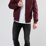 Maroon bomber jacket Boring outfit, add layering to your top .
