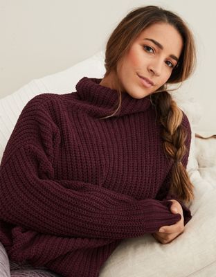 Aerie Oversized Chenille Turtleneck by American Eagle Outfitters .