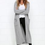 At Great Length Grey Long Cardigan Sweater | Grey sweater outfit .