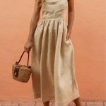 Khaki Sleeveless Cotton Maxi Dresses – NORACORA | Weekend dresses .