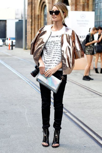 15 Stunning Metallic Jacket Outfit Ideas for Women - FMag.c