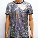 Mens Rainbow Shiny Glitter Short Sleeve T-Shirts size M / Mans .