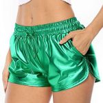 Alsol Lamesa Women's Yoga Hot Shorts Shiny Metallic Pants with .