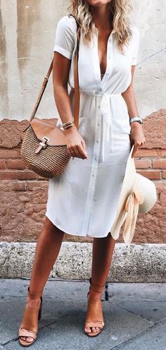 Button down midi dress. | Chic summer outfits, Spring wardrobe .