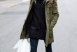 army green jacket with sweater dress-fall outfit ideas | Fashion .