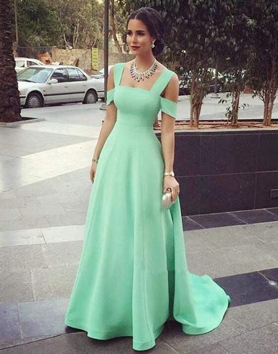 Modest Prom Gowns Elegant Mint Green Prom Dress Satin Evening .