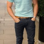 Mark Wright in a Mint Green polo shirt | Polo shirt outfit men .