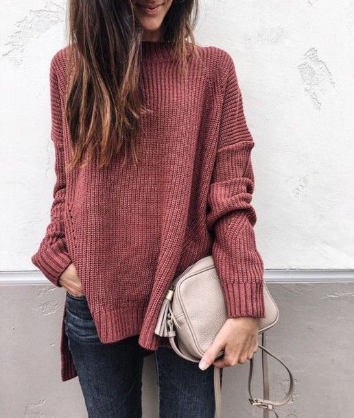 mock neck sweater, pink sweater, chunky knit sweater, fall fashion .