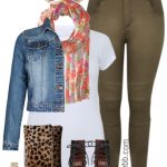 Plus Size Khaki Moto Jeans Outfit - Alexa We