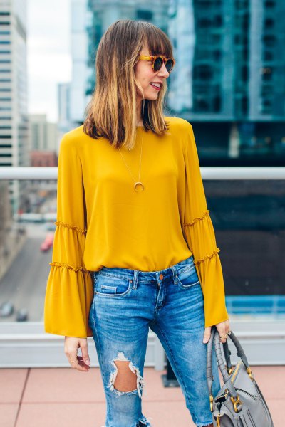 Mustard Color Shirt Outfit
  Ideas for  Women