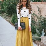 Polka Dot Sweater + Long Mustard Skirt | Fashion, Style, Yellow .