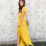 Solid Bardot Wrap Dress - Mustard | Vestido amarillo boda .