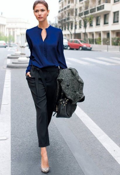 How to Wear Navy Blue Blouse: Best 15 Stylish Outfit Ideas for .