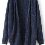 Shop Navy Long Sleeve Loose Knit Cardigan online. SheIn offers .