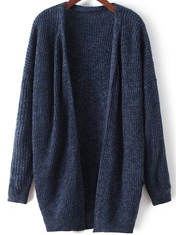 Shop Navy Long Sleeve Loose Knit Cardigan online. SheIn offers .